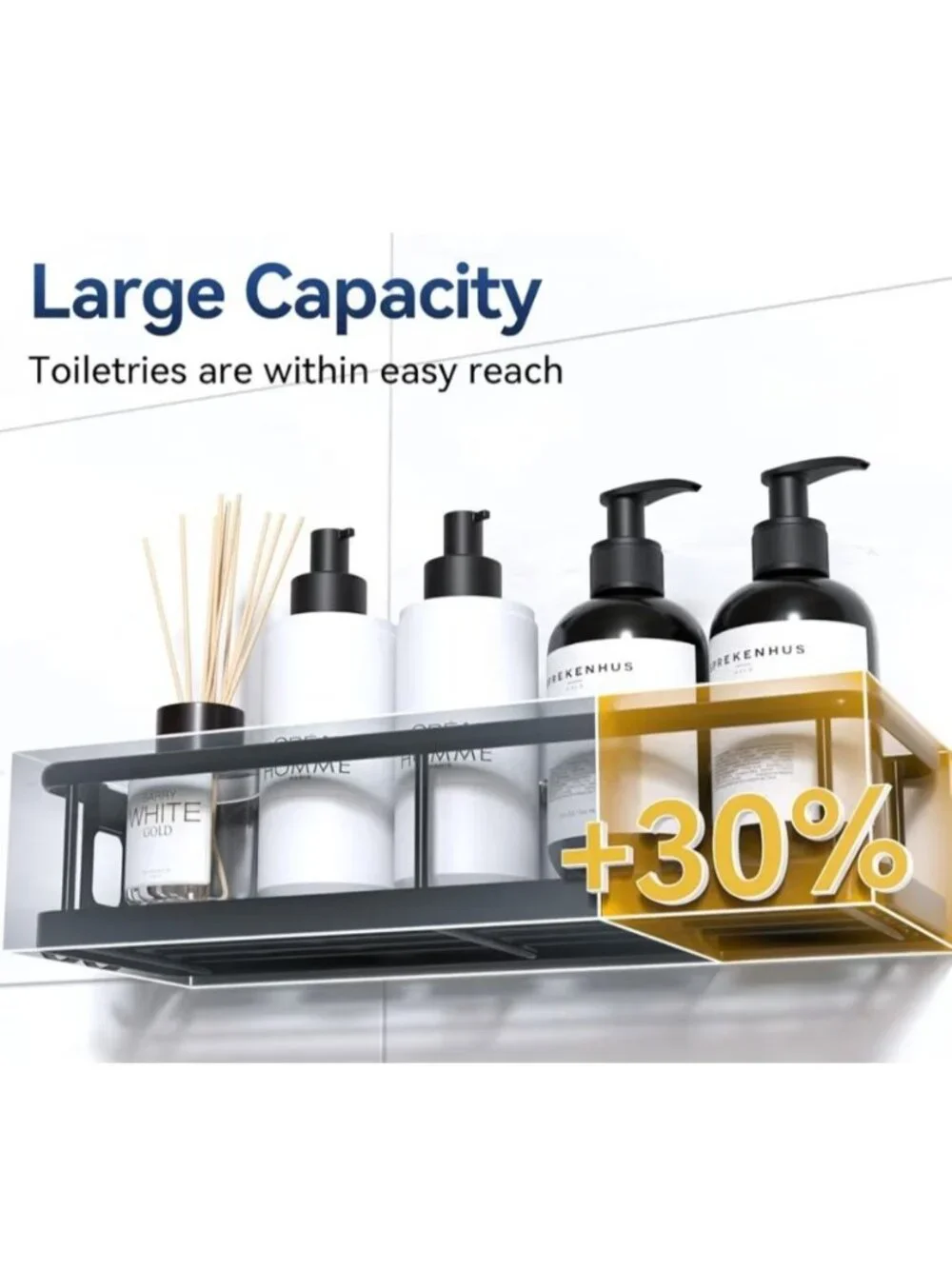 Shower Caddy Adhesive 2-Pack Rustproof No-Drill Bathroom Organizer Shelves Blac